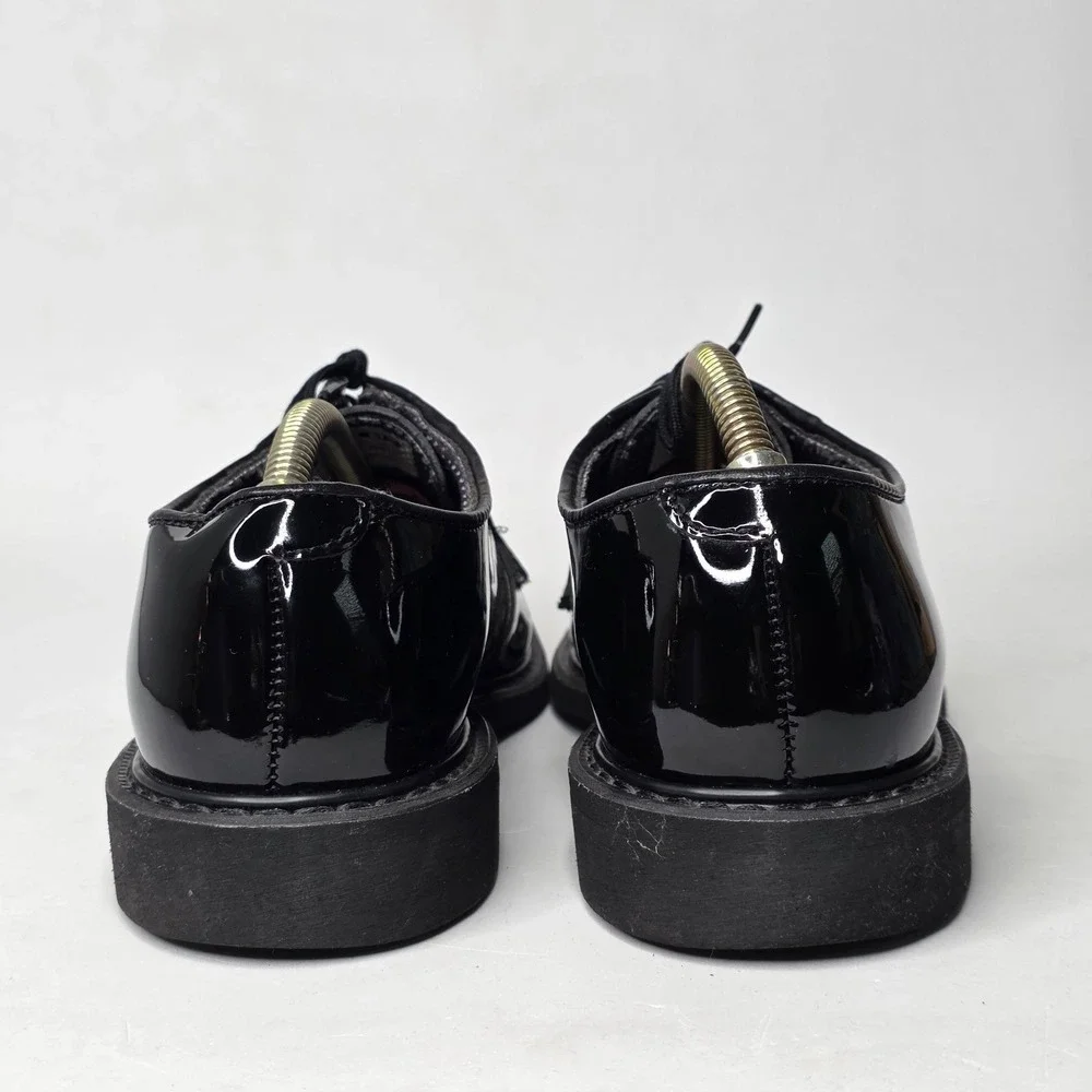 Bates Black Synthetic Patent Look Oxford Dress Shoes Military High Gloss 7.5 D